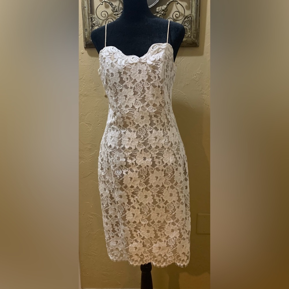 Cachet By Bari Protas Vintage Cream Lace Dress With Jacket Size 9/10